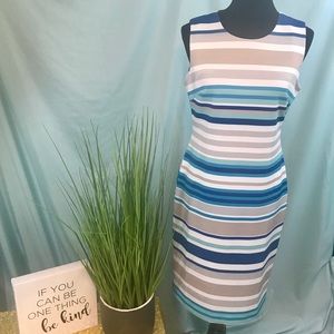 CALVIN KLEIN striped career sleeveless dress